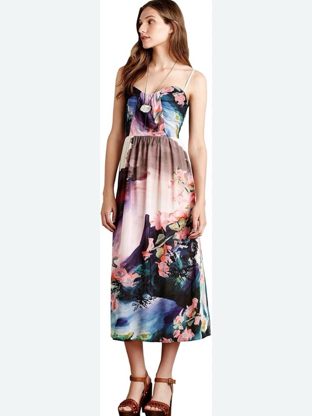 Anthropologie Corey Lynn Calter Floral Midi Dress Wedding Guest Garden Party 6